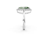 White gold Fancy Green Marquise  Halo Cluster Diamond Engagement Ring with Solitaire Band and Prong Setting_84
