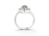 White gold Fancy Green Marquise  Halo Cluster Diamond Engagement Ring with Solitaire Band and Prong Setting_86