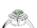 White gold Fancy Green Marquise  Halo Cluster Diamond Engagement Ring with Solitaire Band and Prong Setting_87