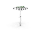 White gold Fancy Green Marquise  Halo Diamond Cluster Engagement Ring with Milgrain Bezel Setting and Solitaire Band_59