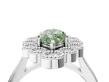 White gold Fancy Green Marquise  Halo Diamond Cluster Engagement Ring with Milgrain Bezel Setting and Solitaire Band_61
