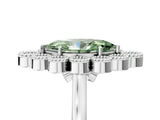 White gold Fancy Green Marquise  Halo Diamond Cluster Engagement Ring with Milgrain Bezel Setting and Solitaire Band_62