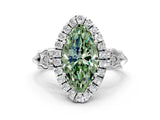 White gold Fancy Green Marquise  Halo Diamond Engagement Ring with Filigree Band and Four-Prong Setting_105