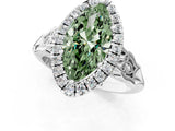 White gold Fancy Green Marquise  Halo Diamond Engagement Ring with Filigree Band and Four-Prong Setting_106