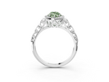 White gold Fancy Green Marquise  Halo Diamond Engagement Ring with Intricate Filigree Band and Four-Prong Setting_92
