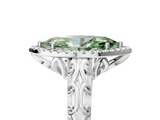 White gold Fancy Green Marquise  Halo Diamond Engagement Ring with Intricate Filigree Band and Four-Prong Setting_94