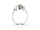 White gold Fancy Green Marquise  Halo Diamond Engagement Ring with Milgrain Band and Four-Prong Setting_52