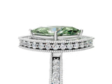 White gold Fancy Green Marquise  Halo Diamond Engagement Ring with Milgrain Pave Band and Four-Prong Setting_116