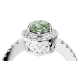 White gold Fancy Green Marquise  Halo Diamond Engagement Ring with Pavé Band and Four-Prong Setting_121
