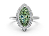 White gold Fancy Green Marquise  Halo Diamond Engagement Ring with Solitaire Band and Four-Prong Setting_37