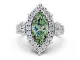 White gold Fancy Green Marquise  Halo Diamond Engagement Ring with Split Shank and Four-Prong Setting_71
