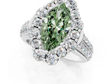 White gold Fancy Green Marquise  Halo Diamond Engagement Ring with Split Shank and Prong Setting_84