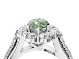 White gold Fancy Green Marquise  Halo Diamond Engagement Ring with Split Shank and Prong Setting_87