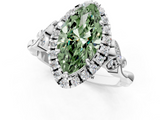 White gold Fancy Green Marquise  Halo Diamond Engagement Ring with Vintage-Inspired Band and Four-Prong Setting_4