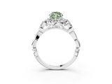 White gold Fancy Green Marquise  Halo Diamond Engagement Ring with Vintage-Inspired Band and Four-Prong Setting_6