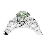White gold Fancy Green Marquise  Halo Diamond Engagement Ring with Vintage-Inspired Band and Four-Prong Setting_7