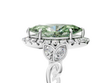 White gold Fancy Green Marquise  Halo Diamond Engagement Ring with Vintage-Inspired Band and Four-Prong Setting_8