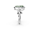 White gold Fancy Green Marquise  Halo Diamond Floral Band with Four-Prong Setting_91