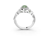 White gold Fancy Green Marquise  Halo Diamond Floral Band with Four-Prong Setting_92