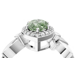 White gold Fancy Green Marquise  Halo Diamond Floral Band with Four-Prong Setting_94
