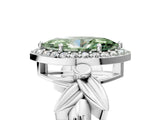 White gold Fancy Green Marquise  Halo Diamond Floral Band with Four-Prong Setting_95