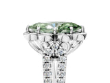 White gold Fancy Green Marquise  Halo Diamond Floral Split Shank Engagement Ring 5