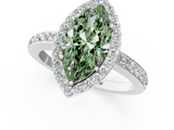 White gold Fancy Green Marquise  Halo Diamond Pavé Band Ring with Prong Setting_20