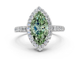 White gold Fancy Green Marquise  Halo Diamond Pavé Band Ring with Prong Setting_20