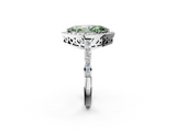 White gold Fancy Green Marquise  Halo Diamond Pavé Band Ring with Prong Setting_22