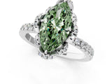 White gold Fancy Green Marquise  Halo Diamond Pave Band Ring with Four-Prong Setting_17