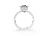 White gold Fancy Green Marquise  Halo Diamond Pave Band Ring with Four-Prong Setting_18