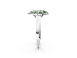 White gold Fancy Green Marquise  Halo Diamond Ring with Cathedral Band and Four-Prong Setting_92
