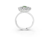 White gold Fancy Green Marquise  Halo Diamond Ring with Milgrain Edge and Round Prong Setting_193