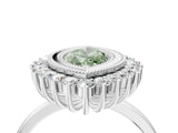 White gold Fancy Green Marquise  Halo Diamond Ring with Milgrain Edge and Round Prong Setting_194