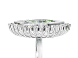 White gold Fancy Green Marquise  Halo Diamond Ring with Milgrain Edge and Round Prong Setting_195