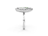 White gold Fancy Green Marquise  Halo Diamond Ring with Milgrain Edge and Round Prong Setting_203