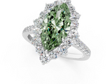 White gold Fancy Green Marquise  Halo Diamond Ring with Pavé Band and Prong Setting_38
