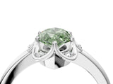 White gold Fancy Green Marquise  Halo Diamond Ring with Round Cluster Setting, Solitaire Band, and Four-Prong Setting_88