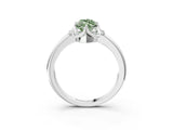 White gold Fancy Green Marquise  Halo Diamond Ring with Round Cluster Setting, Solitaire Band, and Four-Prong Setting_92