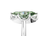 White gold Fancy Green Marquise  Halo Diamond Ring with Round Cluster Setting, Solitaire Band, and Four-Prong Setting_94