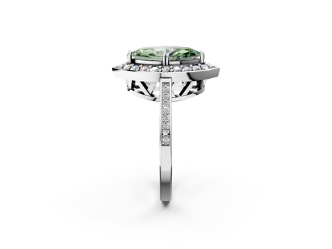 White gold Fancy Green Marquise  Halo Diamond Ring with Split Shank and Four-Prong Setting_38