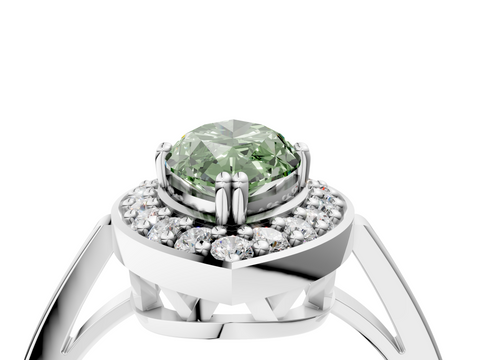 White gold Fancy Green Marquise  Halo Diamond Ring with Split Shank and Four-Prong Setting_40