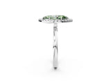 White gold Fancy Green Marquise  Halo Diamond Solitaire with Pavé Band and Four-Prong Setting_157