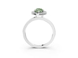 White gold Fancy Green Marquise  Halo Diamond Solitaire with Pavé Band and Four-Prong Setting_158
