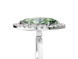 White gold Fancy Green Marquise  Halo Diamond Solitaire with Pavé Band and Four-Prong Setting_160