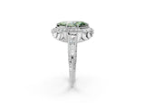 White gold Fancy Green Marquise  Halo Diamond Split Shank Ring with Milgrain Detail_57