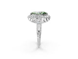 White gold Fancy Green Marquise  Halo Diamond Split Shank Ring with Milgrain Detail_75