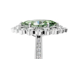 White gold Fancy Green Marquise  Halo Milgrain Pave Diamond Ring with Four-Prong Setting 5