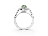 White gold Fancy Green Marquise  Halo Milgrain Solitaire with Bezel Set Side Stones and Pave Band_36