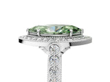 White gold Fancy Green Marquise  Halo Milgrain Solitaire with Bezel Set Side Stones and Pave Band_38